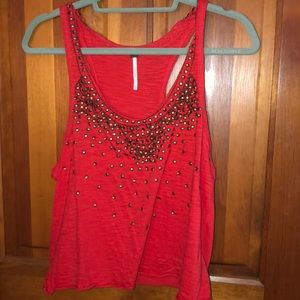 Detailed Orange/Red Free People Tank Top